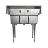 AMGOOD 19" x 37" Stainless Steel 3 Compartment Utility Sink with Faucet
