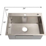 Amucolo 24 in. Stainless Steel Drop-in Laundry Utility Sink with Faucet
