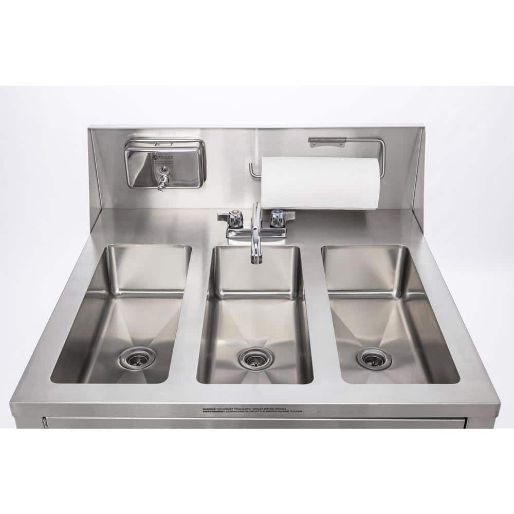 Ancaster Food Equipment Stainless Steel Triple Basin Portable Sink Hand Wash Station