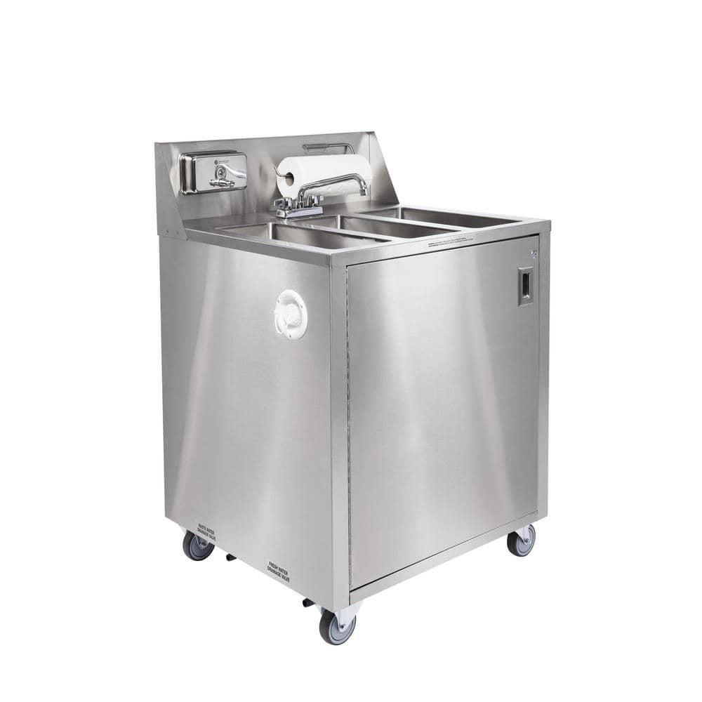 Ancaster Food Equipment Stainless Steel Triple Basin Portable Sink Hand Wash Station