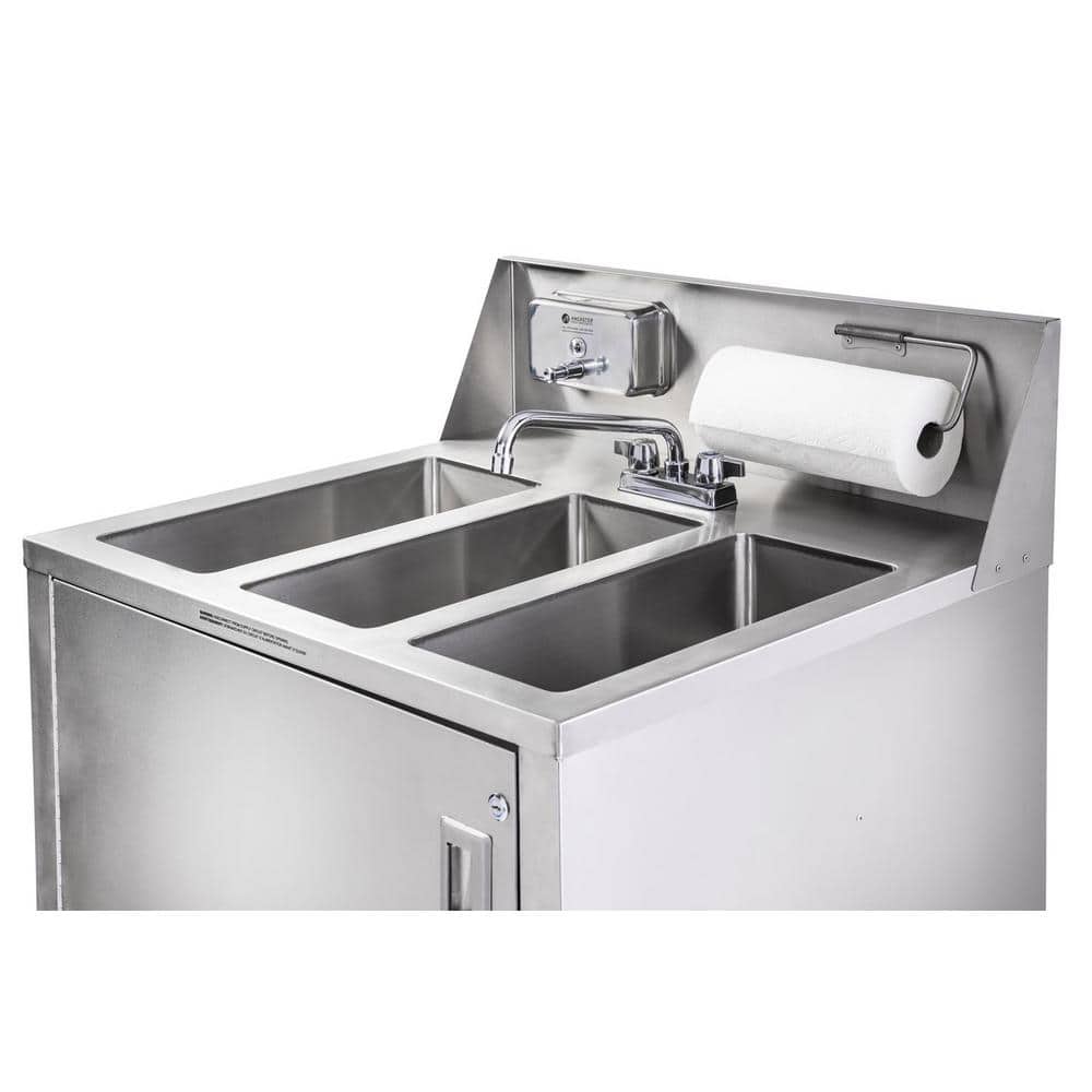 Ancaster Food Equipment Stainless Steel Triple Basin Portable Sink Hand Wash Station