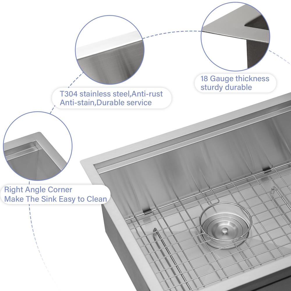 LORDEAR 23-in Undermount Laundry Utility Sink with Accessories - Stainless Steel