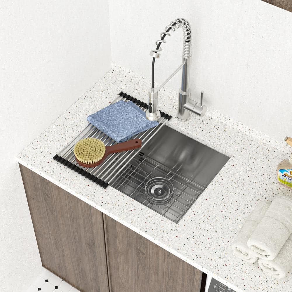 LORDEAR 22 in. x 22 in. Drop-In Stainless Steel Laundry Utility Sink