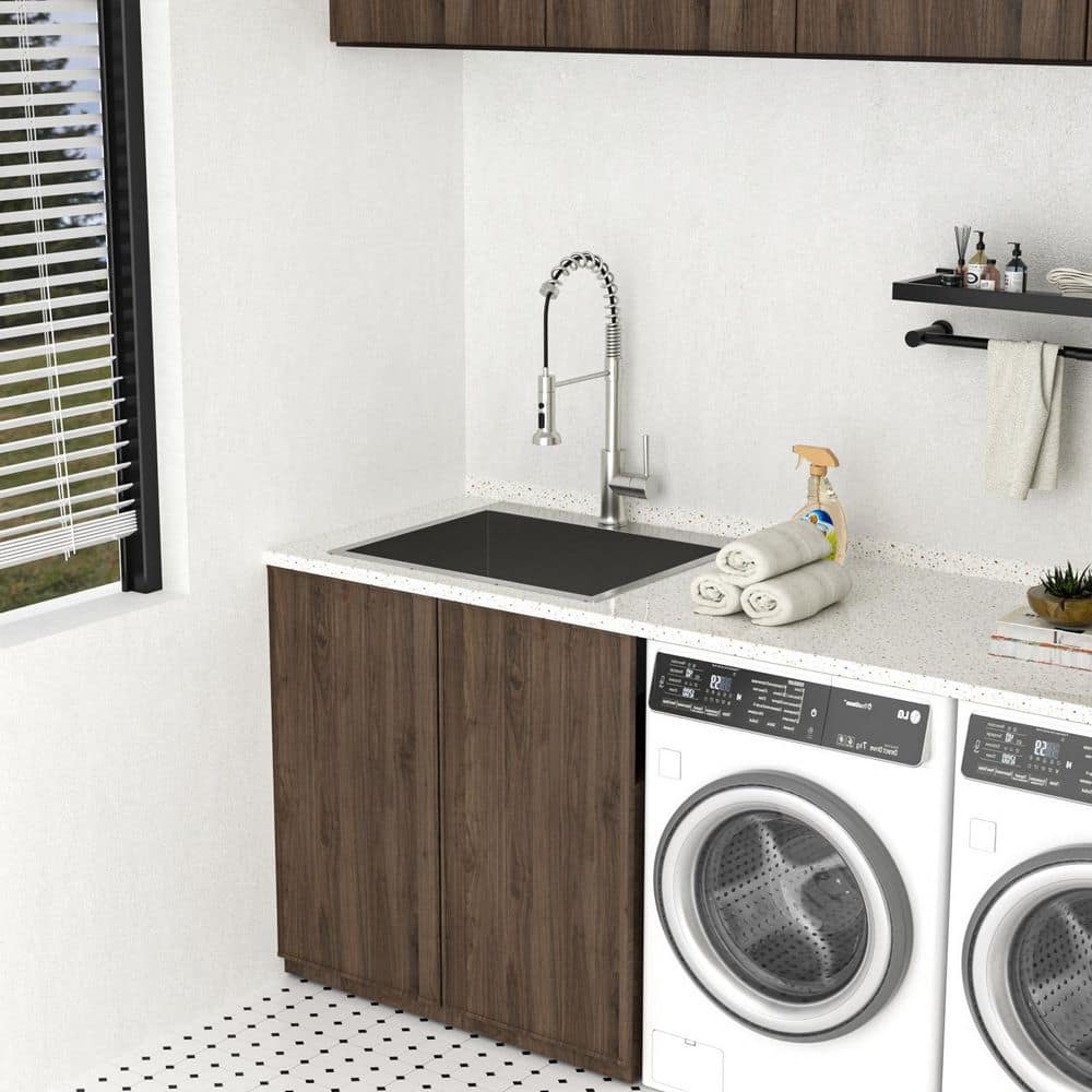 LORDEAR 22 in. x 22 in. Drop-In Stainless Steel Laundry Utility Sink