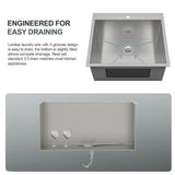 LORDEAR 22 in. Drop-In Laundry Utility Sink Stainless Steel 16 Gauge with Strain Basket