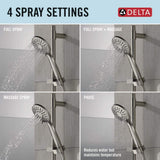 Delta 4-Spray 3.9 in. Single Wall Mount Handheld Shower Head with Slide Bar in Stainless