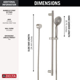 Delta 4-Spray 3.9 in. Single Wall Mount Handheld Shower Head with Slide Bar in Stainless