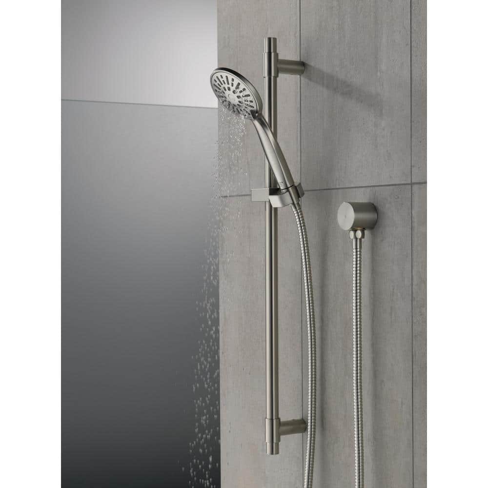 Delta 4-Spray 3.9 in. Single Wall Mount Handheld Shower Head with Slide Bar in Stainless