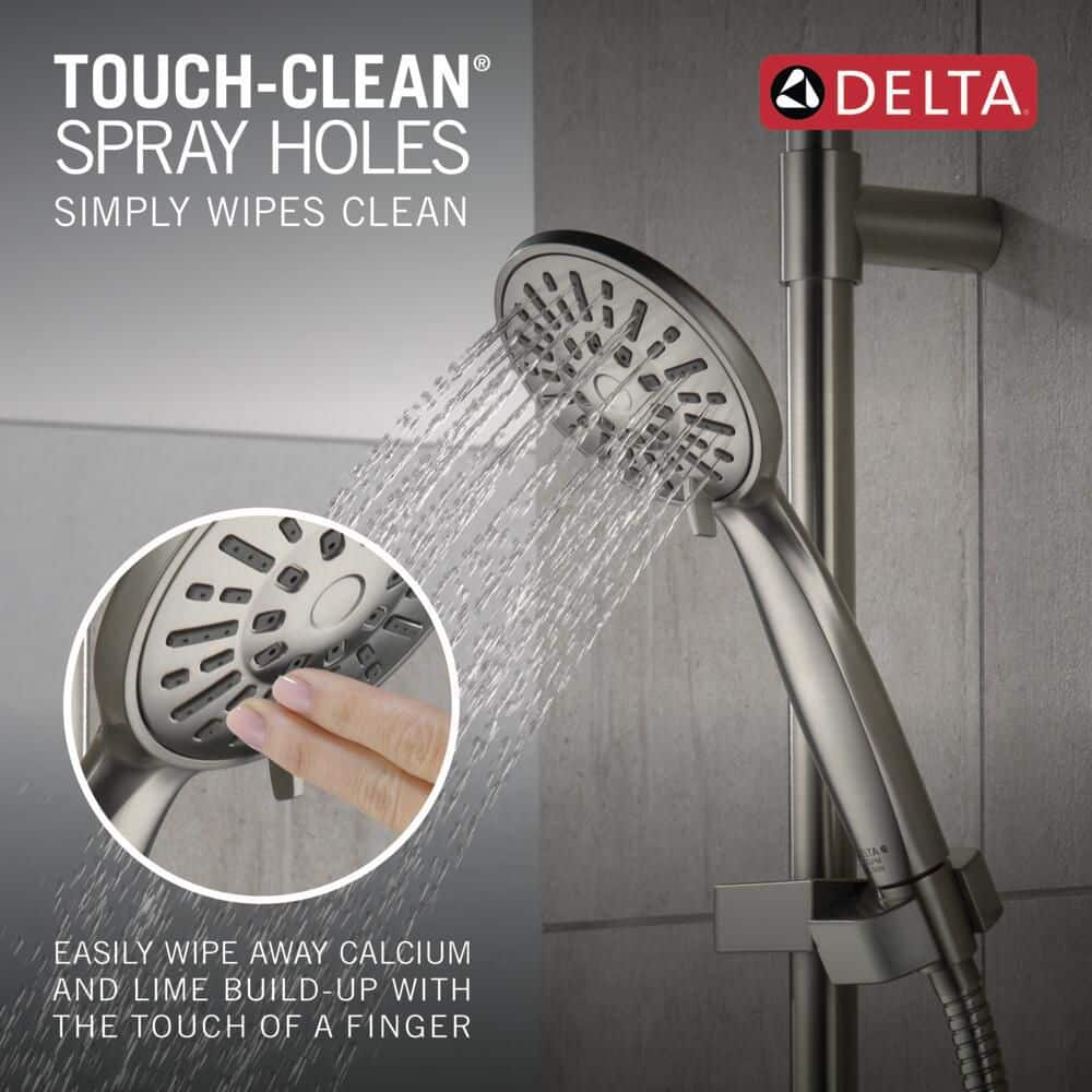 Delta 4-Spray 3.9 in. Single Wall Mount Handheld Shower Head with Slide Bar in Stainless