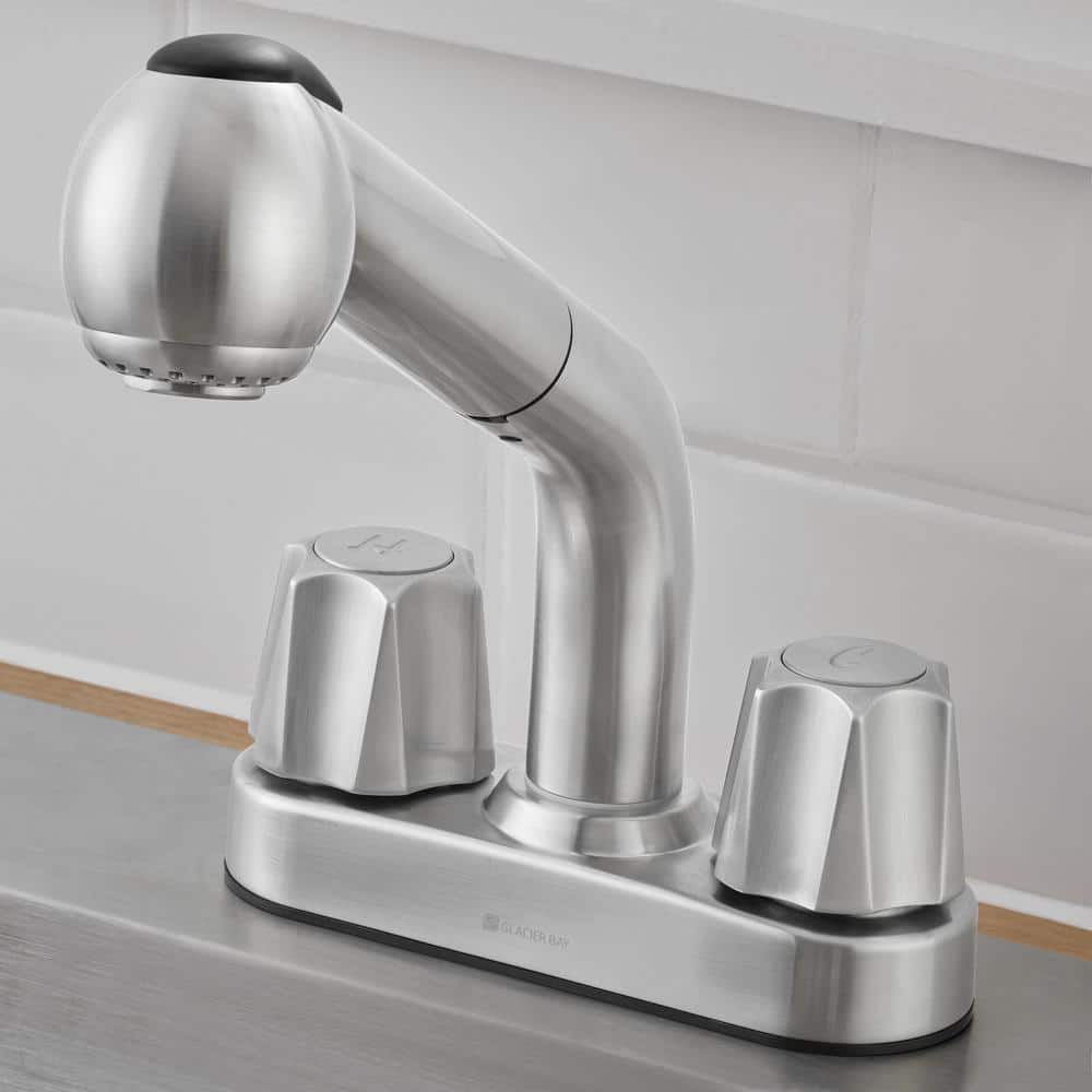 Glacier Bay Stainless Steel Pull-Out Laundry Faucet, 2-Handle Centerset