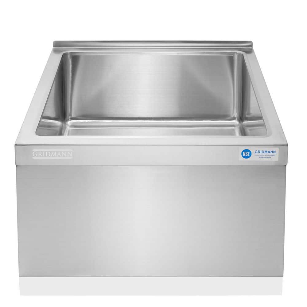 GRIDMANN 24x24x13 Stainless Steel Floor Mop Sink with Backsplash