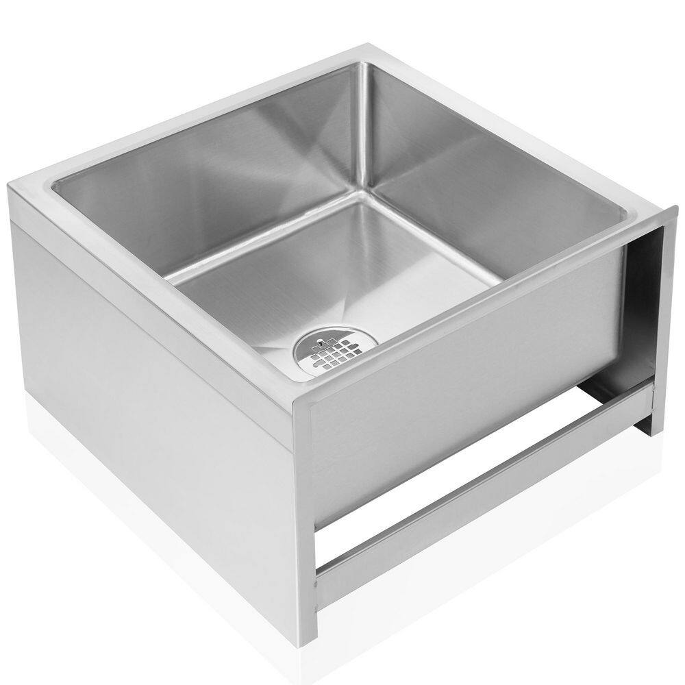 GRIDMANN 24x24x13 Stainless Steel Floor Mop Sink with Backsplash