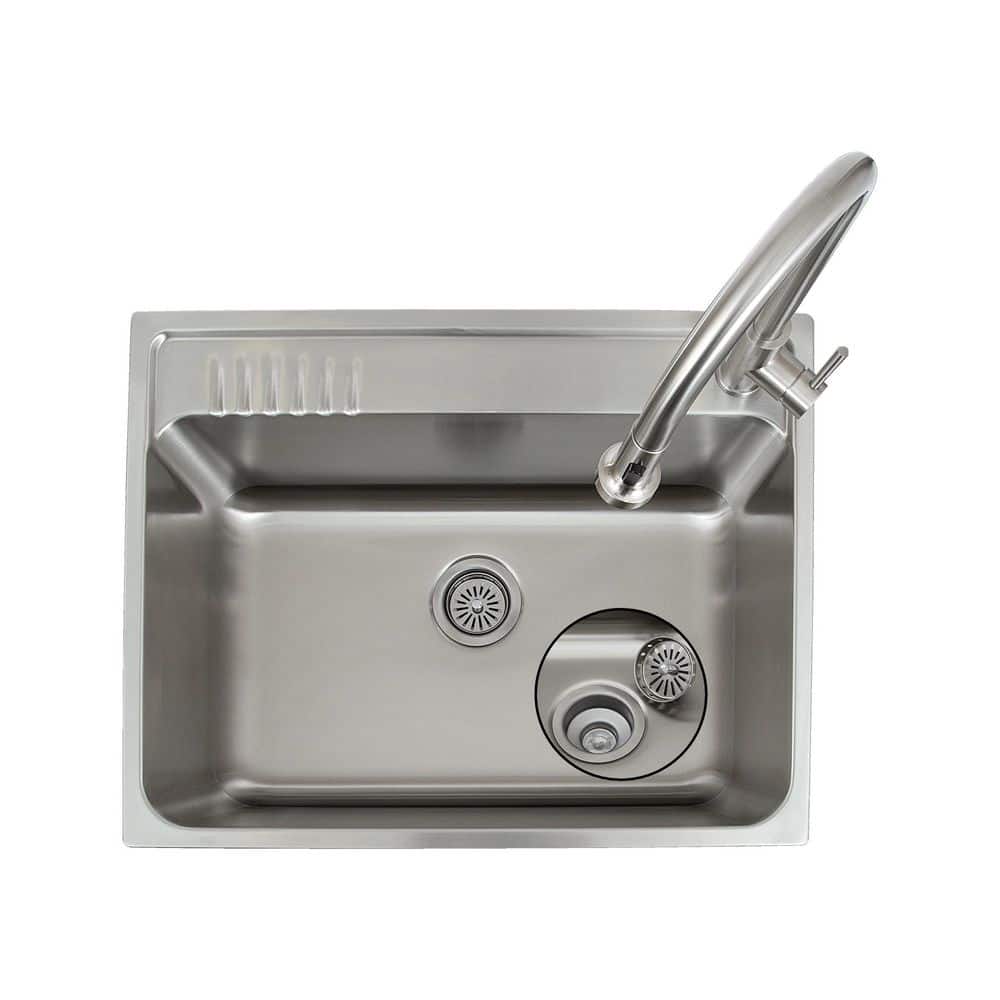 Presenza All-in-One 28" x 21.9" Freestanding Stainless Steel Laundry Sink with Faucet & Stand - Matte Black