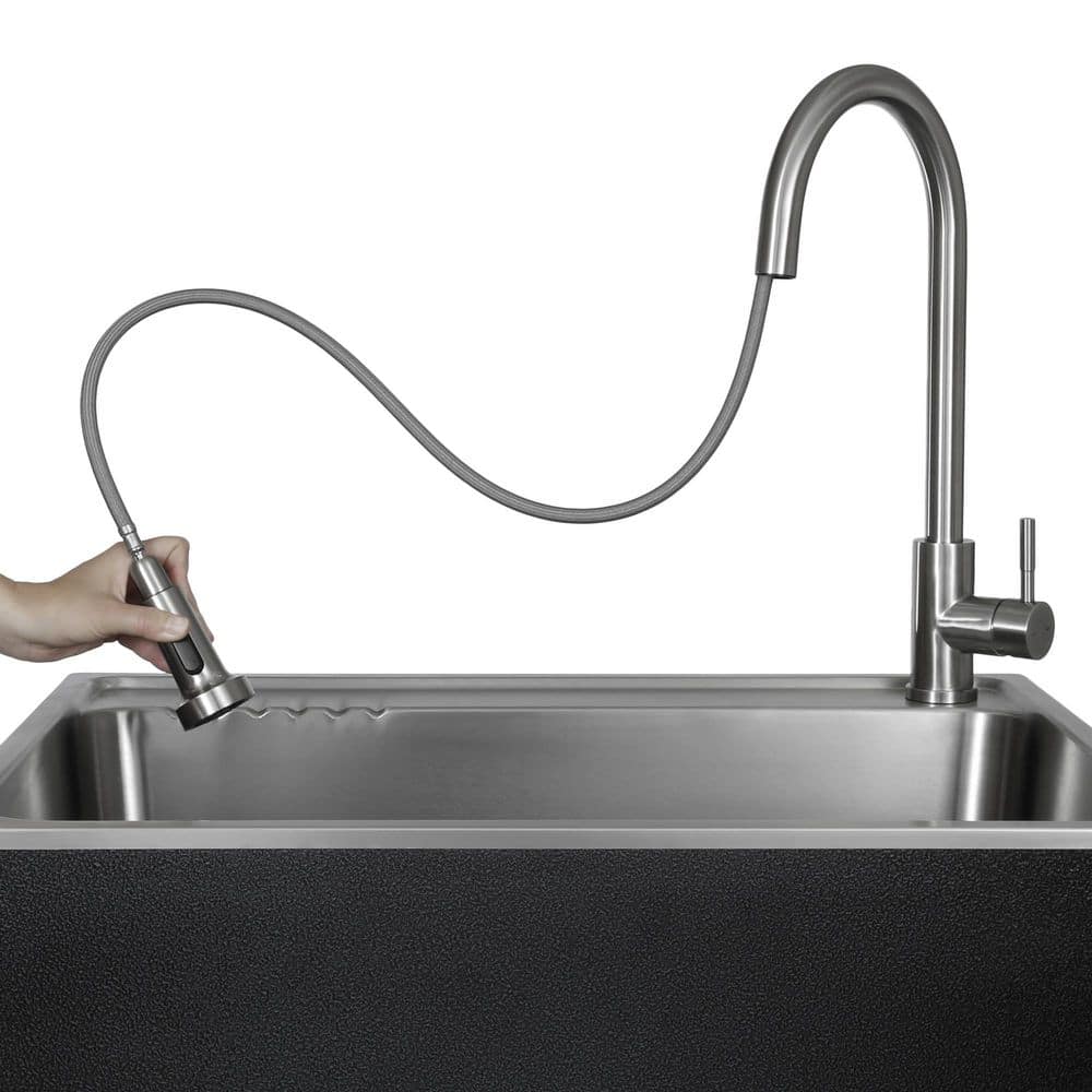 Presenza All-in-One 28" x 21.9" Freestanding Stainless Steel Laundry Sink with Faucet & Stand - Matte Black