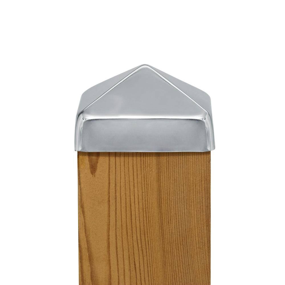 Protectyte 4 in. x 4 in. Stainless Steel Pyramid Slip Over Fence Post Cap (for Rough Cut Post)