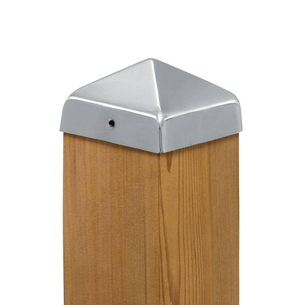 Protectyte 4 in. x 4 in. Stainless Steel Pyramid Slip Over Fence Post Cap (for Rough Cut Post)
