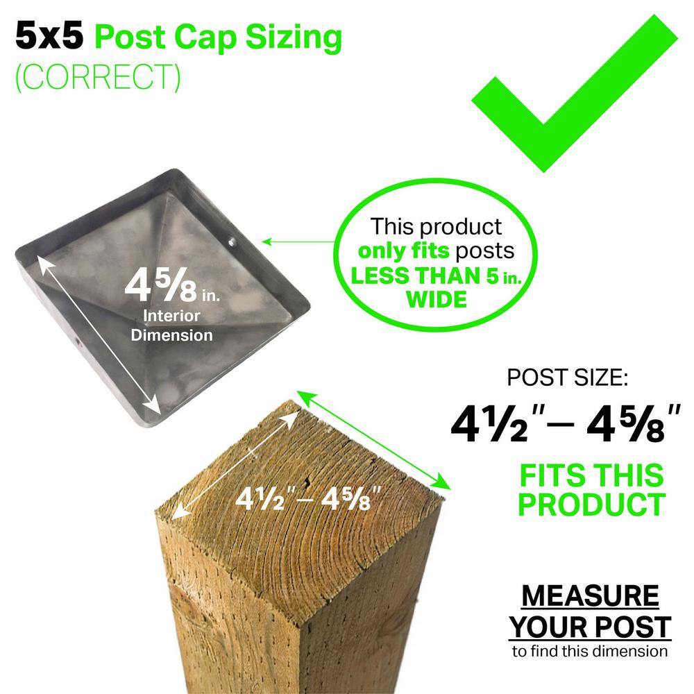 Protectyte 5 in. x 5 in. Stainless Steel Pyramid Slip Over Fence Post Cap