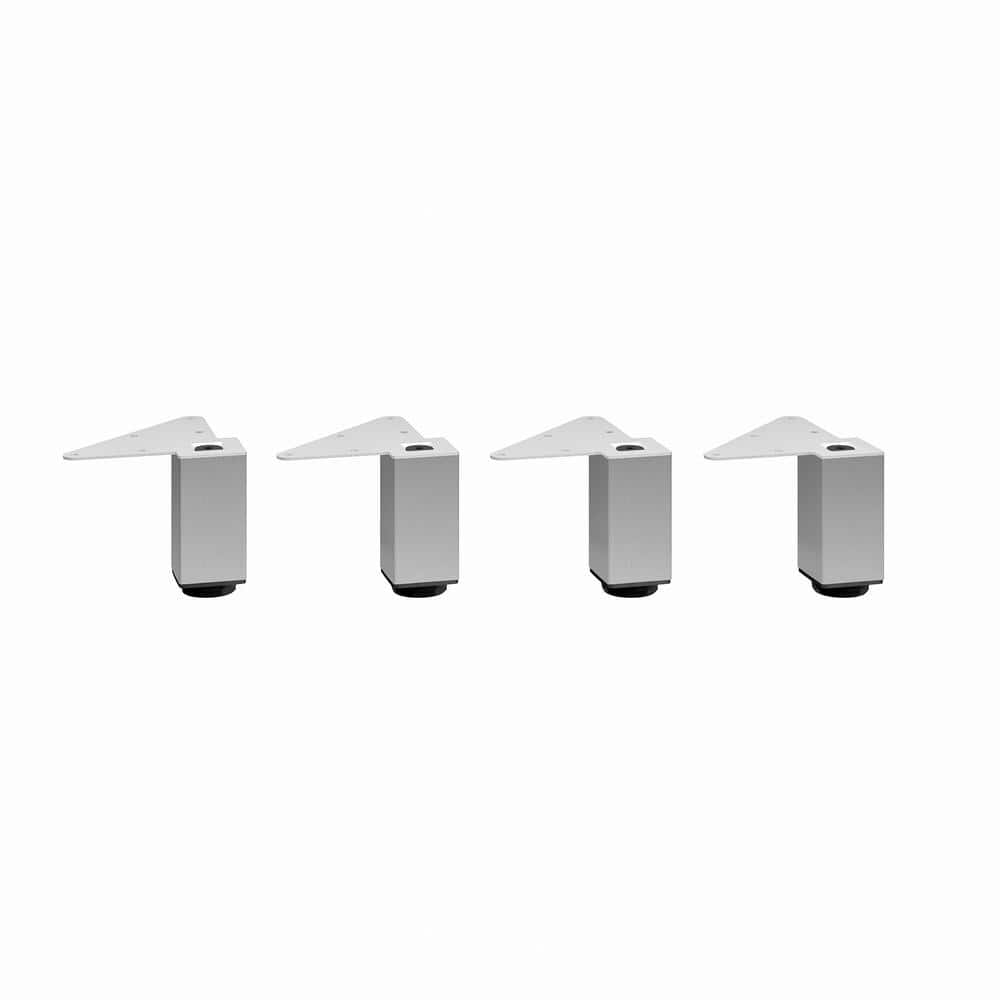 Richelieu 3-15/16 in. Stainless Steel Square Furniture Legs with Leveling Glide (4-Pack)