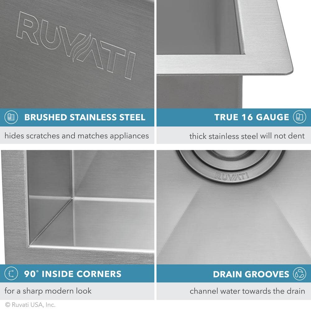 Ruvati Savona 12-inch Undermount Laundry Utility Sink - 16 Gauge Stainless Steel