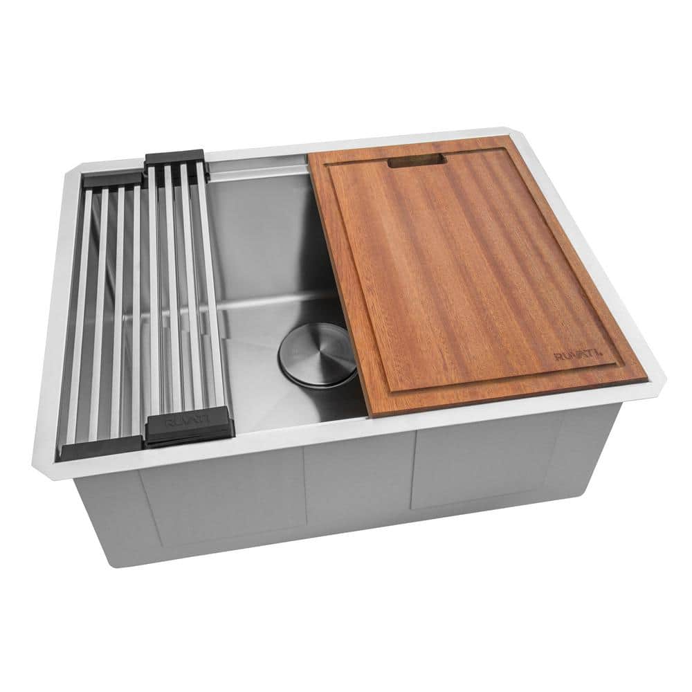 Ruvati Alto 27-Inch Undermount 16 Gauge Stainless Steel Deep Laundry Utility Workstation Sink