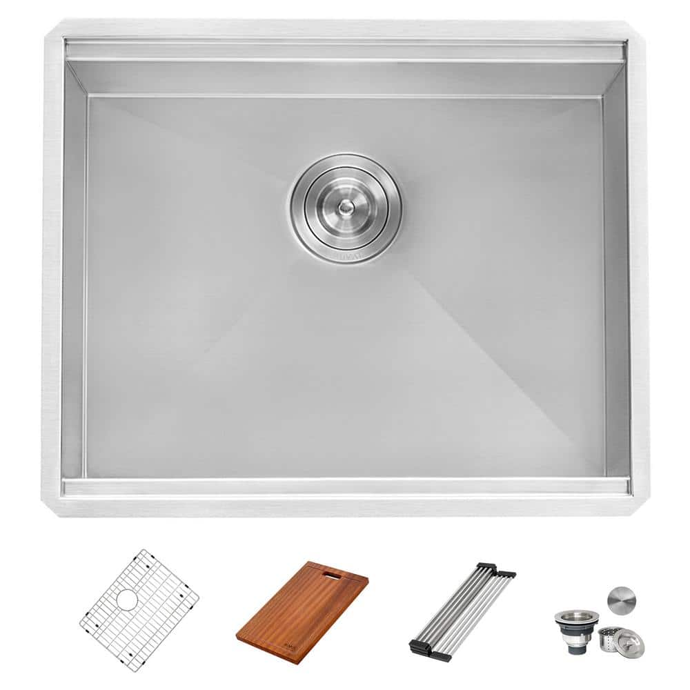 Ruvati Alto 27-Inch Undermount 16 Gauge Stainless Steel Deep Laundry Utility Workstation Sink