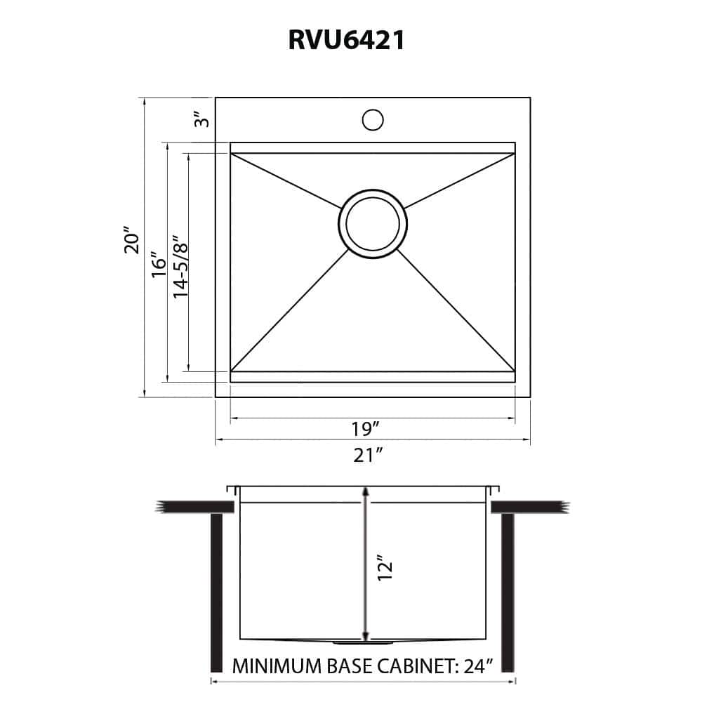 Ruvati Alto 21" x 20" x 12" Stainless Steel Deep Laundry Utility Sink