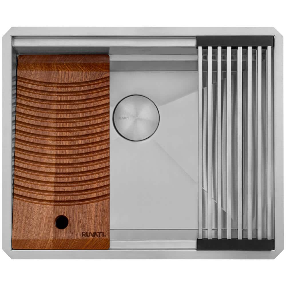 Ruvati Alto 23" Deep Undermount Stainless Steel Laundry Utility Workstation Sink with Washboard - RVU6525