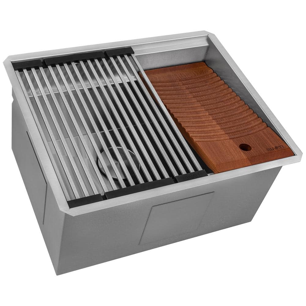 Ruvati Alto 23 in. x 19 in. x 13 in. 16 Gallons Undermount Laundry/Utility Sink in Stainless Steel with Washboard