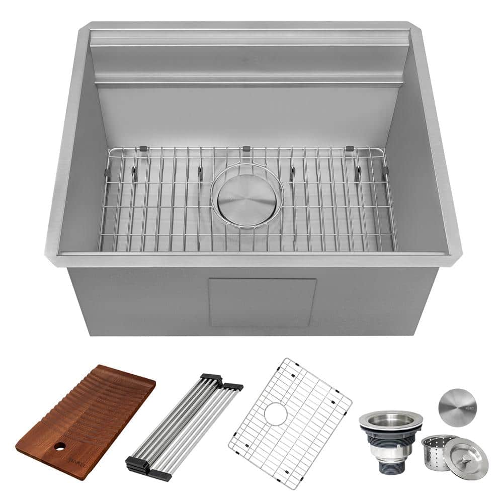 Ruvati Alto 23" Deep Undermount Stainless Steel Laundry Utility Workstation Sink with Washboard - RVU6525