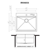 Ruvati Alto 25x22x12 Inch Stainless Steel Laundry Workstation Sink with Washboard