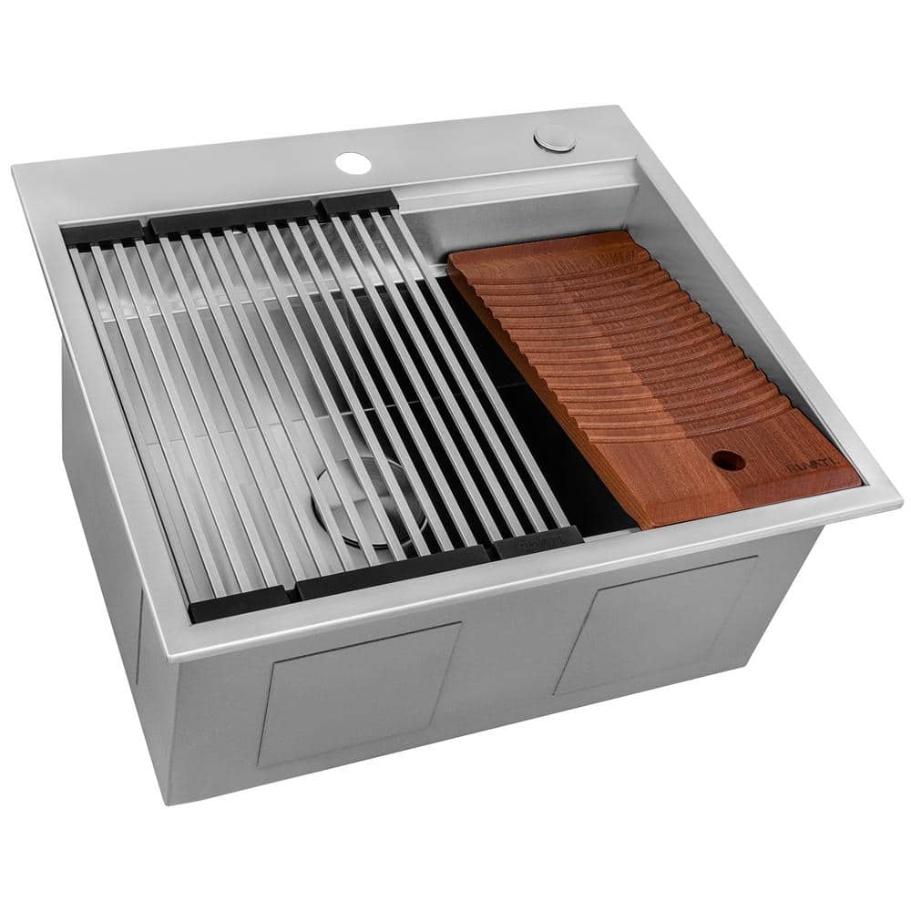 Ruvati Alto 25x22x12 Inch Stainless Steel Laundry Workstation Sink with Washboard