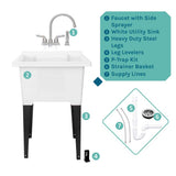 TEHILA 25 x 21.5 inch ABS Freestanding Utility Sink with Stainless Faucet