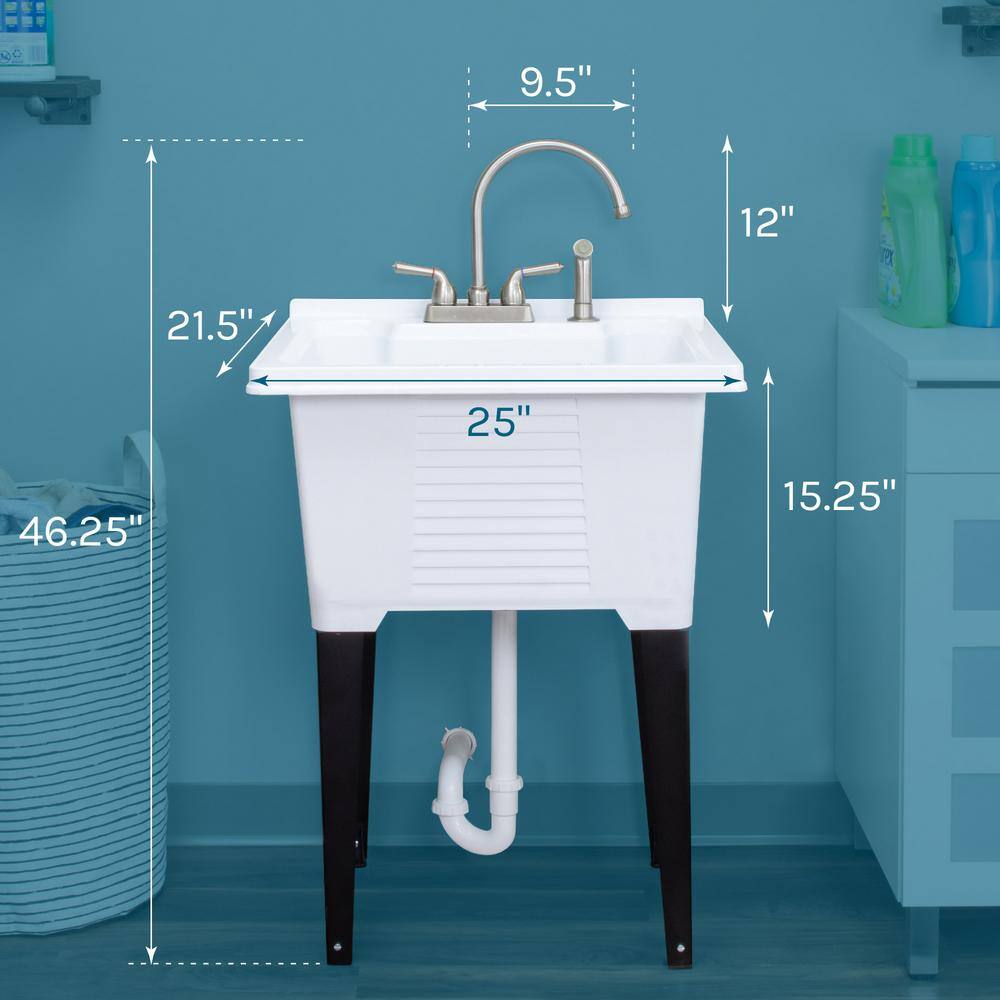 TEHILA 25 x 21.5 inch ABS Freestanding Utility Sink with Stainless Faucet