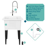TEHILA 25 in. x 21.5 in. ABS Plastic Freestanding Utility Sink with Stainless High-Arc Coil Faucet & Soap Dispenser
