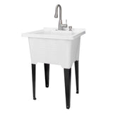 TEHILA 25x21.5 ABS Plastic Freestanding Utility Sink with Stainless Faucet & Soap Dispenser