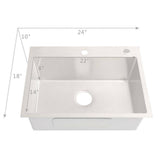 Tileon Stainless Steel Drop-In Laundry Sink with Cabinet and Faucet Combo in White