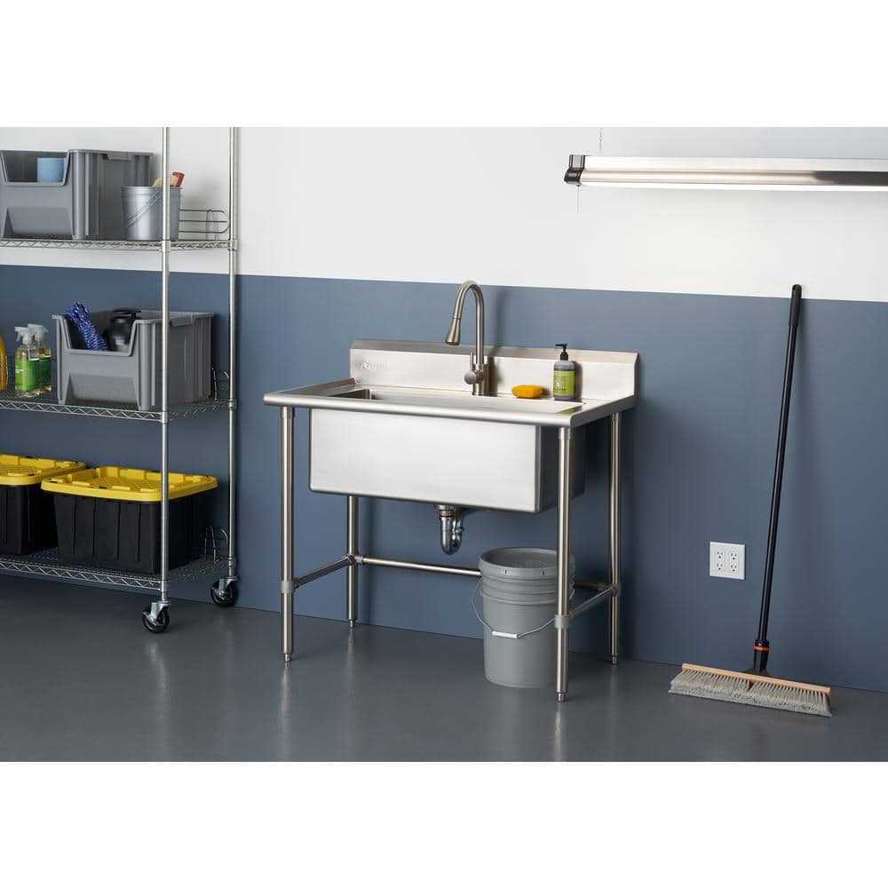 TRINITY Stainless Steel Utility Sink with Pull-Out Faucet