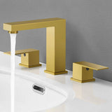 Commercial Metering Double Handle Bathroom Sink Faucet in Stainless Steel - Model 16GS-36107