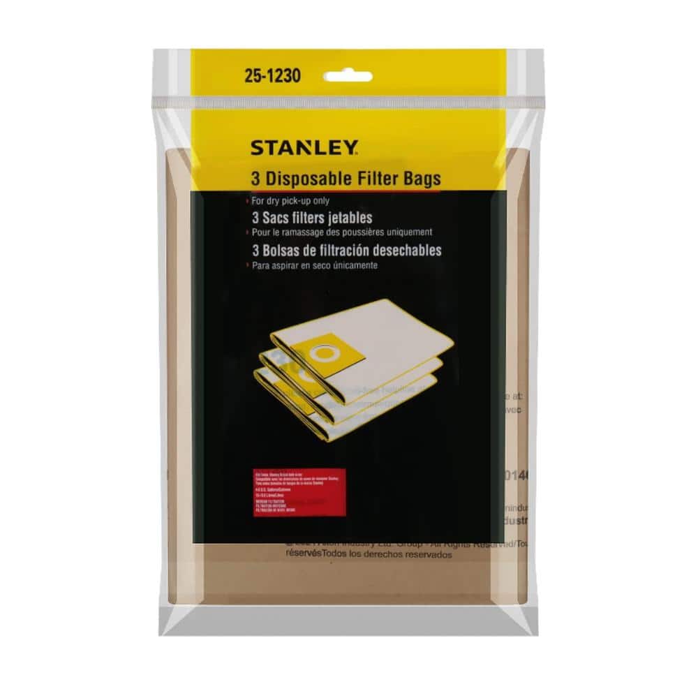 Stanley 5 Gal. Disposable Filter Bag for Wet/Dry Vacuum (3-Pack)