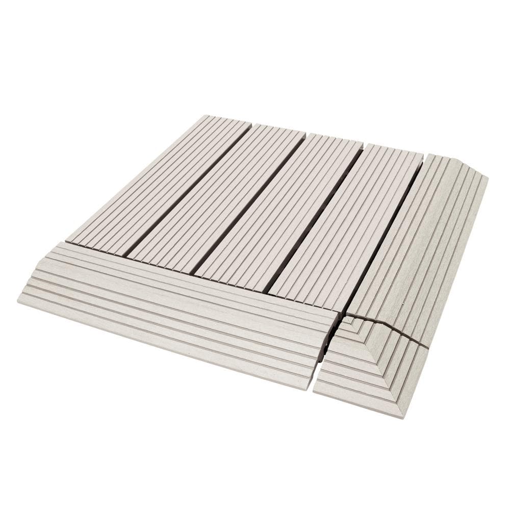 CREATIVE SURFACES 3 in. x 12 in. Composite Deck Tile Edge Trim in Star Gray (4-Pieces Per Box)