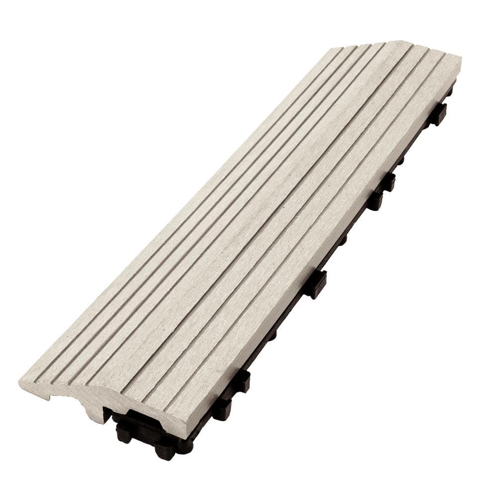 CREATIVE SURFACES 3 in. x 12 in. Composite Deck Tile Edge Trim in Star Gray (4-Pieces Per Box)