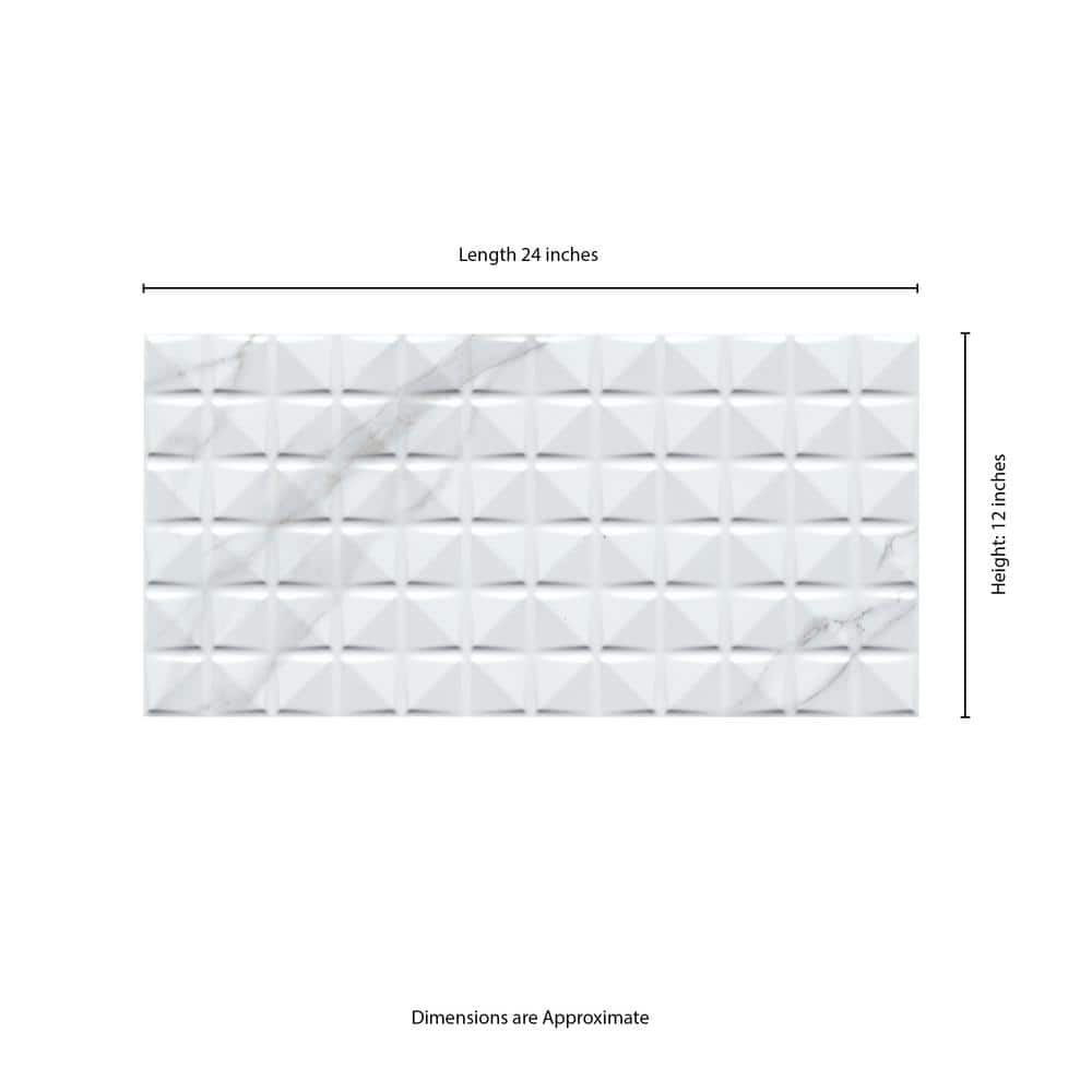 MSI Dymo Statuary Chex White 12 in. x 24 in. Glossy Ceramic 3D Patterned Wall Tile (960 sq. ft./Pallet)