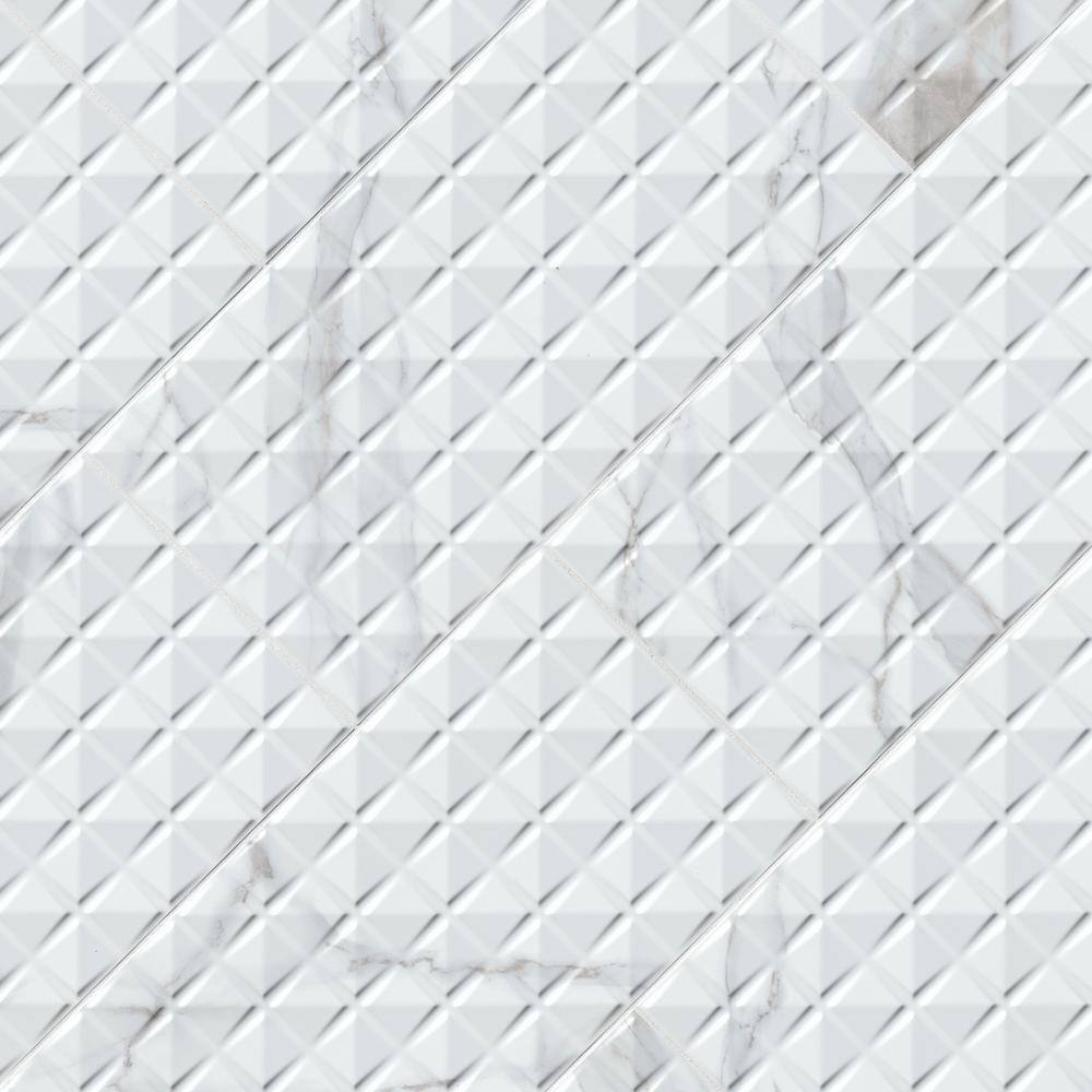 MSI Dymo Statuary Chex White 12 in. x 24 in. Glossy Ceramic 3D Patterned Wall Tile (960 sq. ft./Pallet)