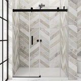 Staykiwi 72 in. W x 76 in. H Single Sliding Frameless Shower Door in Matte Black Finish with Buffer