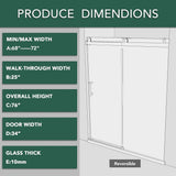 Staykiwi 72 in. W x 76 in. H Single Sliding Frameless Shower Door in Matte Black Finish with Buffer
