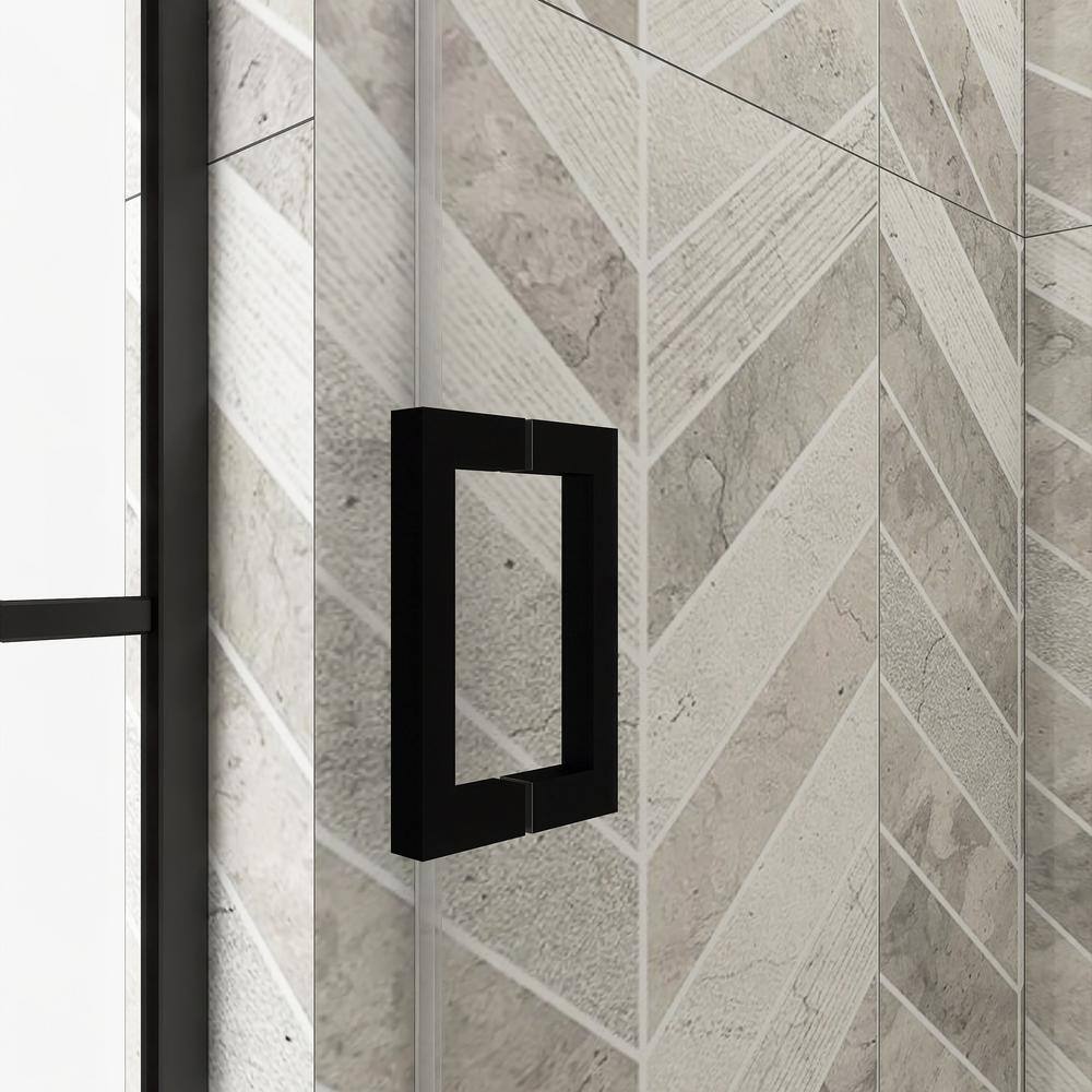 Staykiwi 72 in. W x 76 in. H Single Sliding Frameless Shower Door in Matte Black Finish with Buffer