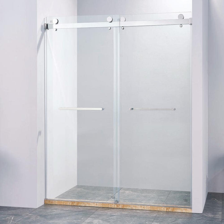 Staykiwi 60 in. W x 72 in. H Double Sliding Frameless Shower Door inChrome Finish with Clear Glass
