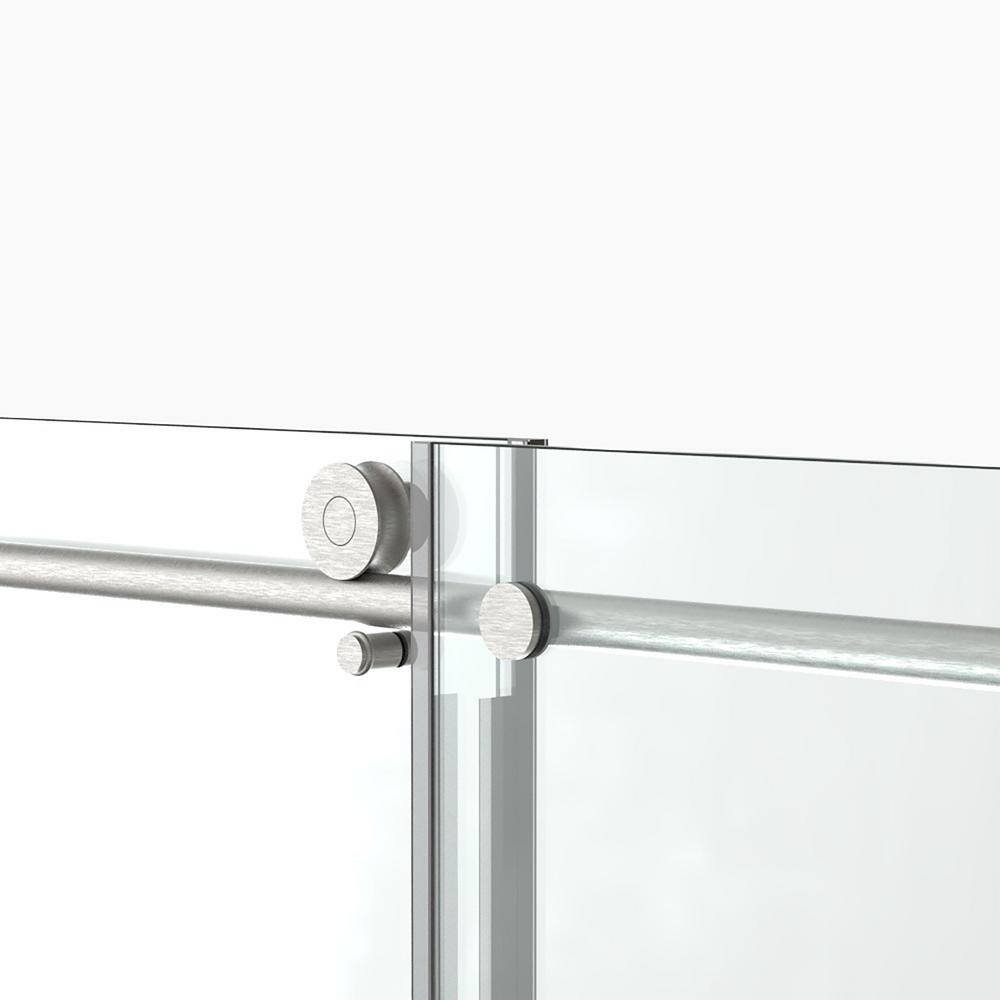 Staykiwi 60 in. W x 76 in. H Sliding Frameless Shower Door in Brushed Nickel Finish with Frosted Glass