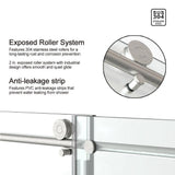 Staykiwi 60 in. W x 76 in. H Sliding Frameless Shower Door in Brushed Nickel Finish with Frosted Glass