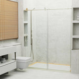 Staykiwi 60 in. W x 76 in. H Sliding Frameless Shower Door in Brushed Nickel Finish with Frosted Glass